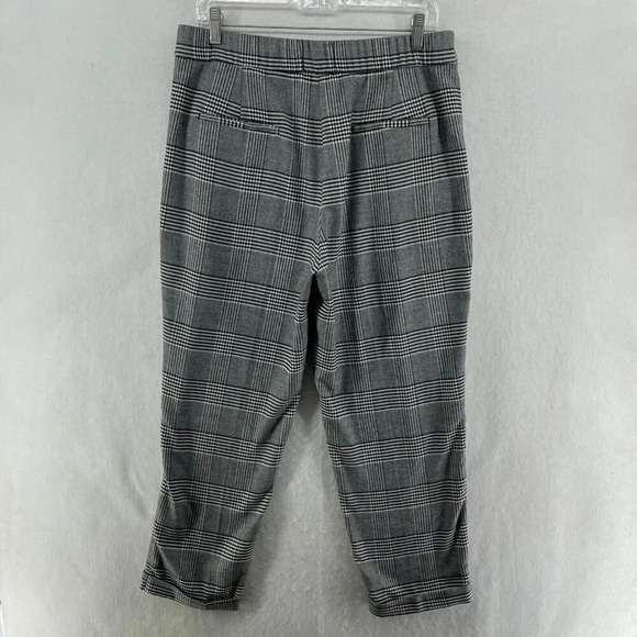 M&S Dress Pants Womens 14 Gray Black Houndstooth Plaid Academia Pleated Trouser - Picture 2 of 11
